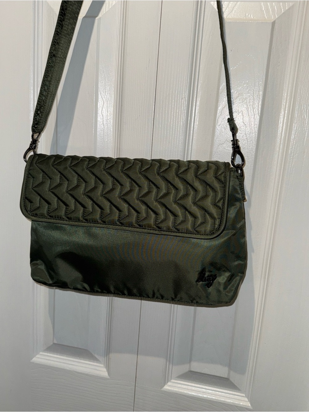 lug Olive Green Quilted Flap Crossbody